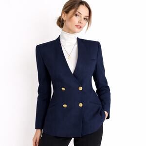 Vintage Oleg Cassini Navy Wool Gold Button Blazer 90s Old Money 10